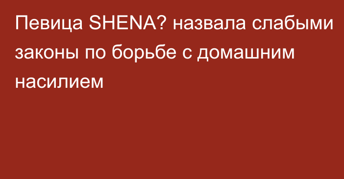 Певица SHENA? назвала слабыми законы по борьбе с домашним насилием