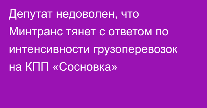 Депутат недоволен, что Минтранс тянет с ответом по интенсивности грузоперевозок на КПП «Сосновка»