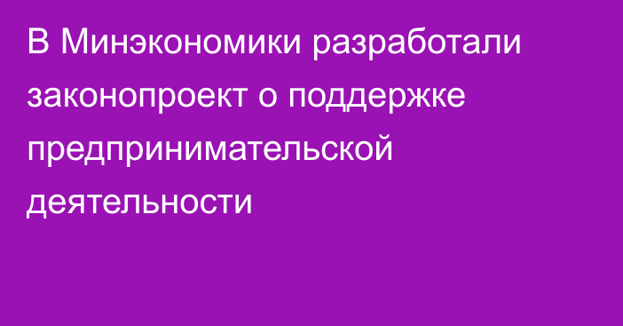 В Минэкономики разработали законопроект о поддержке предпринимательской деятельности