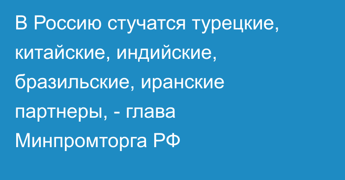 В Россию стучатся турецкие, китайские, индийские, бразильские, иранские партнеры, - глава Минпромторга РФ 