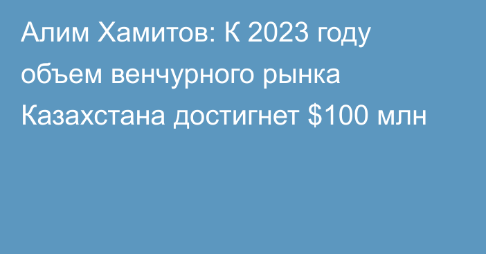 Алим Хамитов: К 2023 году объем венчурного рынка Казахстана достигнет $100 млн
