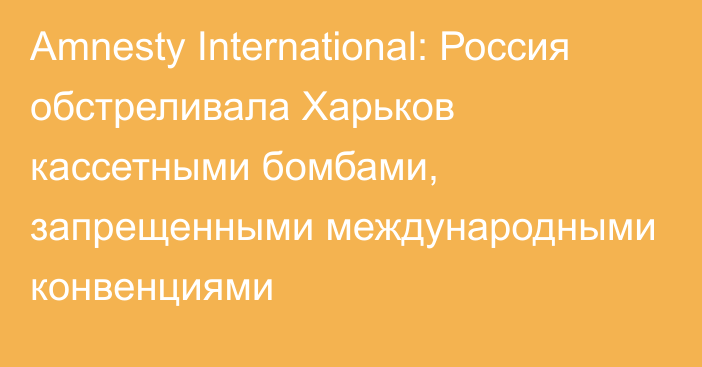 Amnesty International: Россия обстреливала Харьков кассетными бомбами, запрещенными международными конвенциями