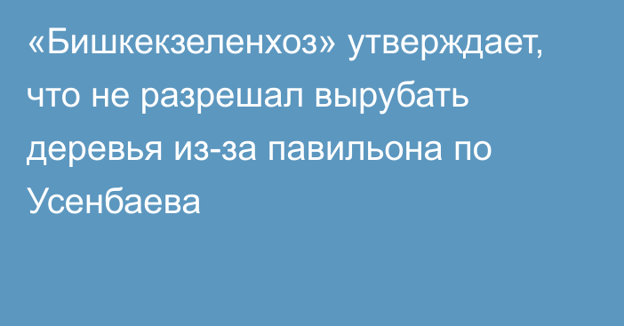 «Бишкекзеленхоз» утверждает, что не разрешал вырубать деревья из-за павильона по Усенбаева