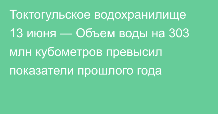 Токтогульское водохранилище 13 июня — Объем воды на 303 млн кубометров превысил показатели прошлого года