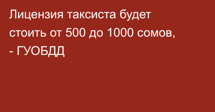 Лицензия таксиста будет стоить от 500 до 1000 сомов, - ГУОБДД