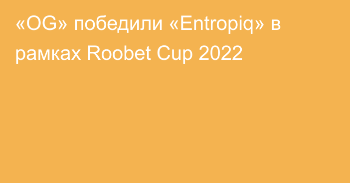 «OG» победили «Entropiq» в рамках Roobet Cup 2022