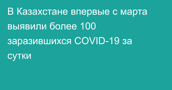В Казахстане впервые с марта выявили более 100 заразившихся COVID-19 за сутки