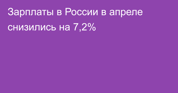 Зарплаты в России в апреле снизились на 7,2%