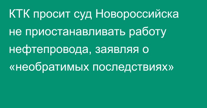 КТК просит суд Новороссийска не приостанавливать работу нефтепровода, заявляя о «необратимых последствиях»
