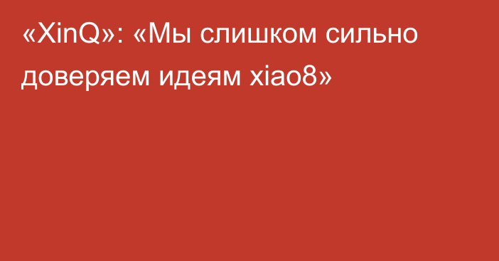 «XinQ»: «Мы слишком сильно доверяем идеям xiao8»