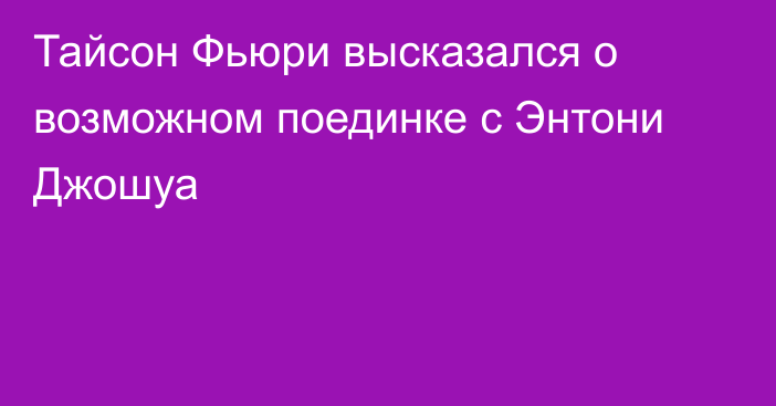 Тайсон Фьюри высказался о возможном поединке с Энтони Джошуа