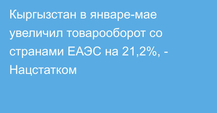 Кыргызстан в январе-мае увеличил товарооборот со странами ЕАЭС на 21,2%, - Нацстатком