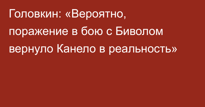 Головкин: «Вероятно, поражение в бою с Биволом вернуло Канело в реальность»