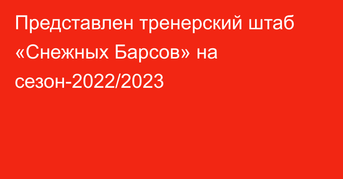 Представлен тренерский штаб «Снежных Барсов» на сезон-2022/2023