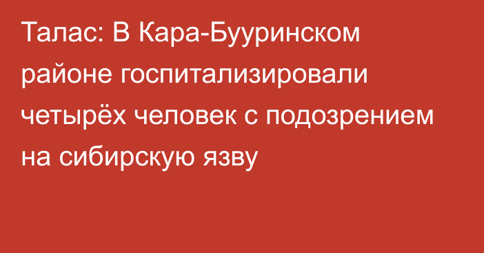 Талас: В Кара-Бууринском районе госпитализировали четырёх человек с подозрением на сибирскую язву