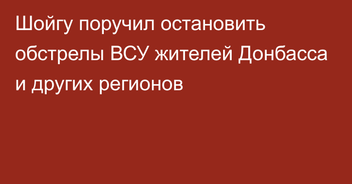 Шойгу поручил остановить обстрелы ВСУ жителей Донбасса и других регионов