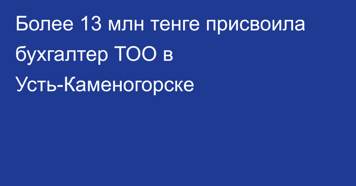 Более 13 млн тенге присвоила бухгалтер ТОО в Усть-Каменогорске