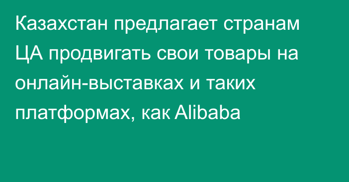 Казахстан предлагает странам ЦА продвигать свои товары на онлайн-выставках и таких платформах, как Alibaba