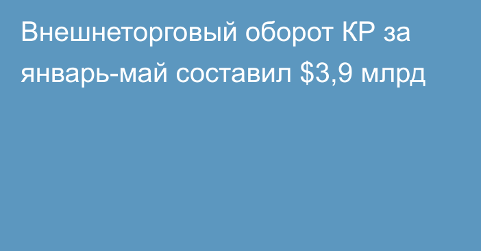 Внешнеторговый оборот КР за январь-май составил $3,9 млрд