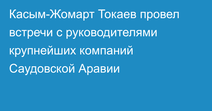 Касым-Жомарт Токаев провел встречи с руководителями крупнейших компаний Саудовской Аравии