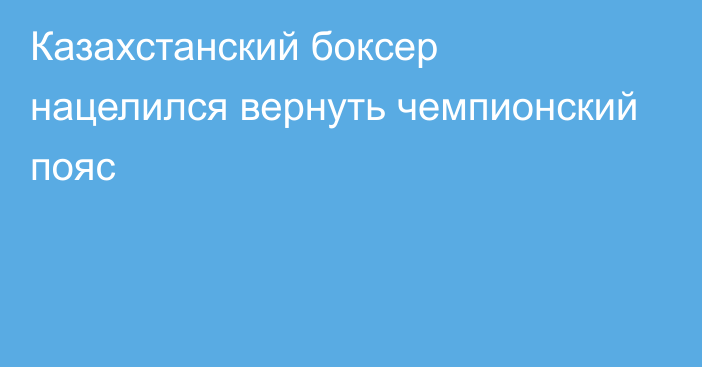 Казахстанский боксер нацелился вернуть чемпионский пояс