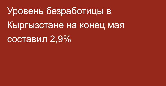 Уровень безработицы в Кыргызстане на конец мая составил 2,9%