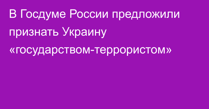 В Госдуме России предложили признать Украину «государством-террористом»