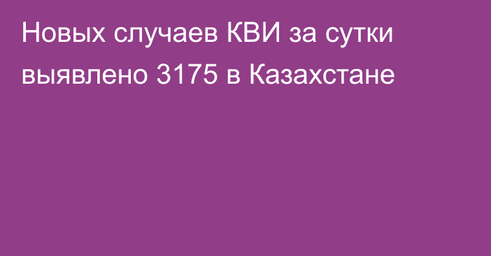 Новых случаев КВИ за сутки выявлено 3175 в Казахстане