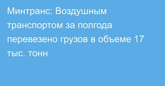 Минтранс: Воздушным транспортом за полгода перевезено грузов в объеме 17 тыс. тонн