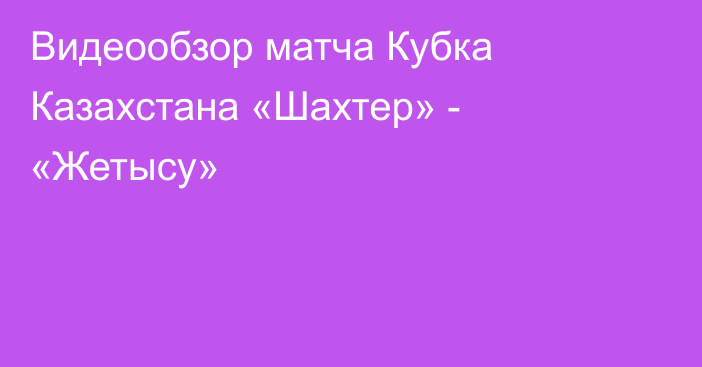 Видеообзор матча Кубка Казахстана «Шахтер» - «Жетысу»