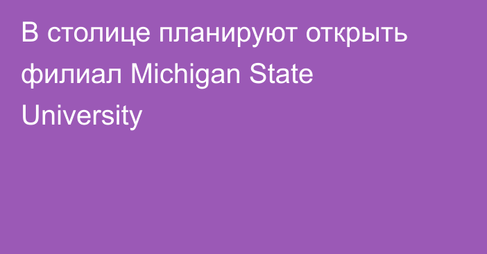 В столице планируют открыть филиал Michigan State University