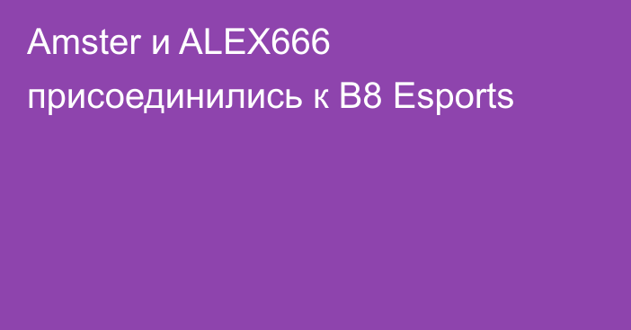 Amster и ALEX666 присоединились к B8 Esports