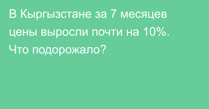 В Кыргызстане за 7 месяцев цены выросли почти на 10%. Что подорожало?