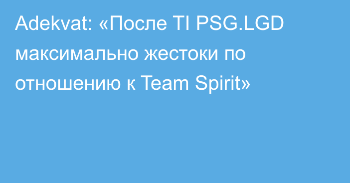 Adekvat: «После TI PSG.LGD максимально жестоки по отношению к Team Spirit»