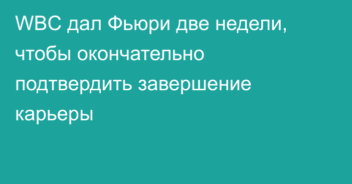 WBC дал Фьюри две недели, чтобы окончательно подтвердить завершение карьеры