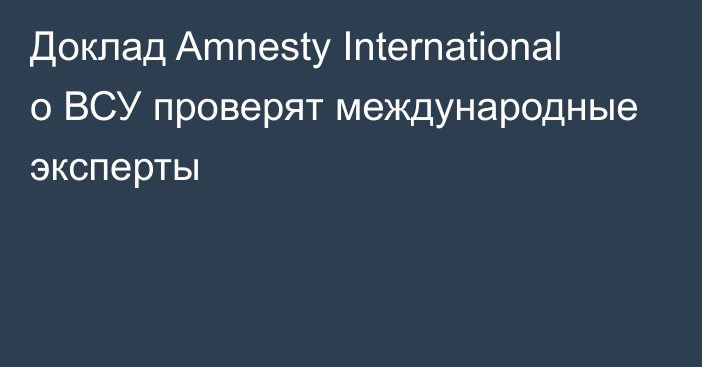 Доклад Amnesty International о ВСУ проверят международные эксперты