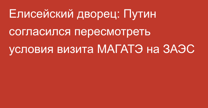 Елисейский дворец: Путин согласился пересмотреть условия визита МАГАТЭ на ЗАЭС