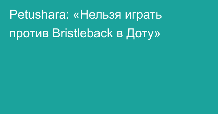 Petushara: «Нельзя играть против Bristleback в Доту»