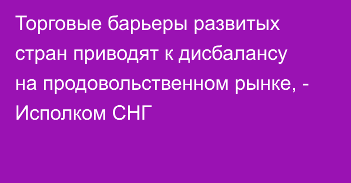 Торговые барьеры развитых стран приводят к дисбалансу на продовольственном рынке, - Исполком СНГ