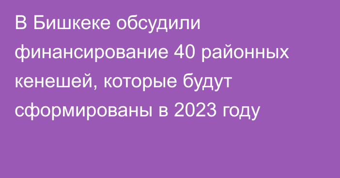 В Бишкеке обсудили финансирование 40 районных кенешей, которые будут сформированы в 2023 году