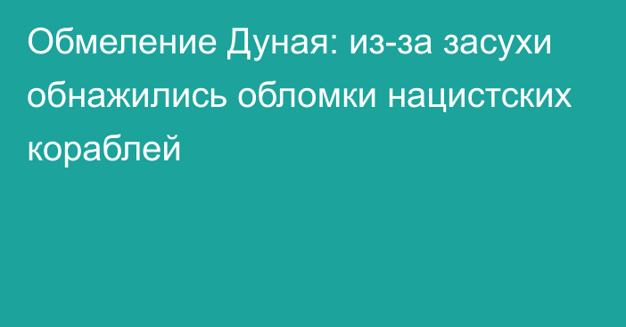 Обмеление Дуная: из-за засухи обнажились обломки нацистских кораблей