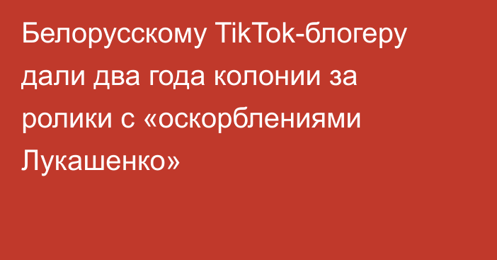 Белорусскому TikTok-блогеру дали два года колонии за ролики с «оскорблениями Лукашенко»