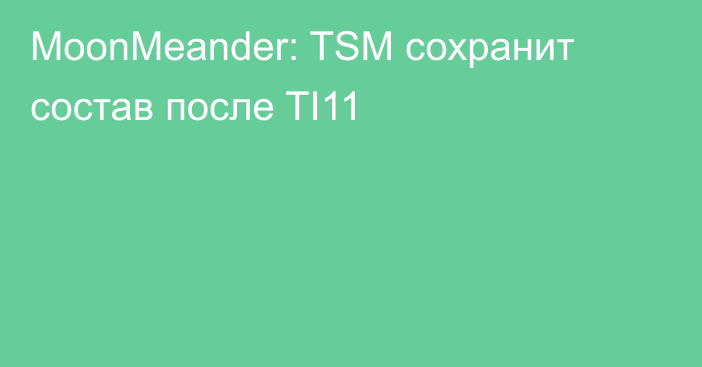 MoonMeander: TSM сохранит состав после TI11