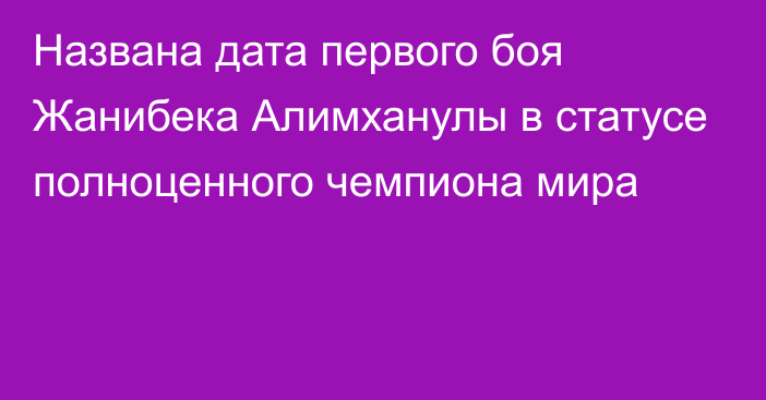 Названа дата первого боя Жанибека Алимханулы в статусе полноценного чемпиона мира