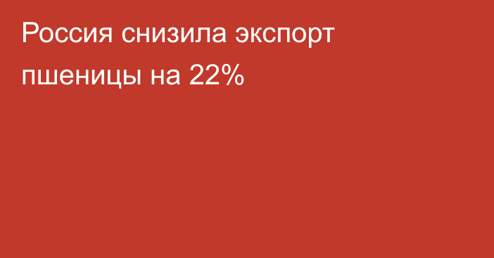 Россия снизила экспорт пшеницы на 22% 