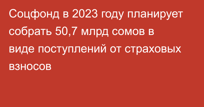 Соцфонд в 2023 году планирует собрать 50,7 млрд сомов в виде поступлений от страховых взносов