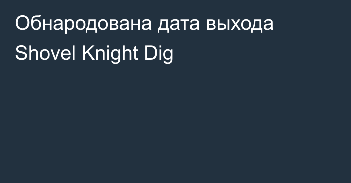 Обнародована дата выхода Shovel Knight Dig