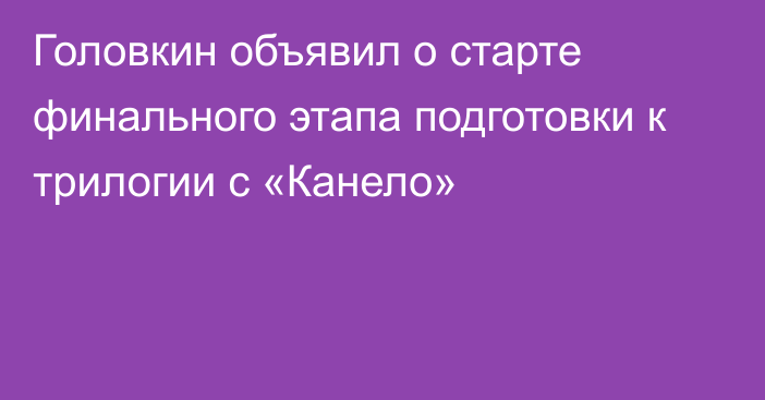 Головкин объявил о старте финального этапа подготовки к трилогии с «Канело»