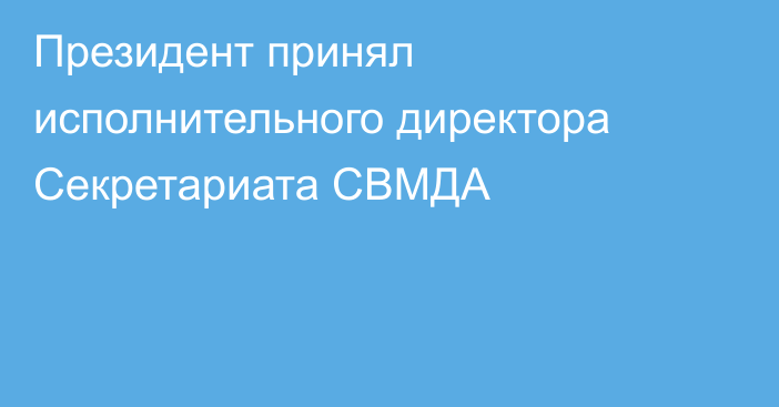 Президент принял исполнительного директора Секретариата СВМДА