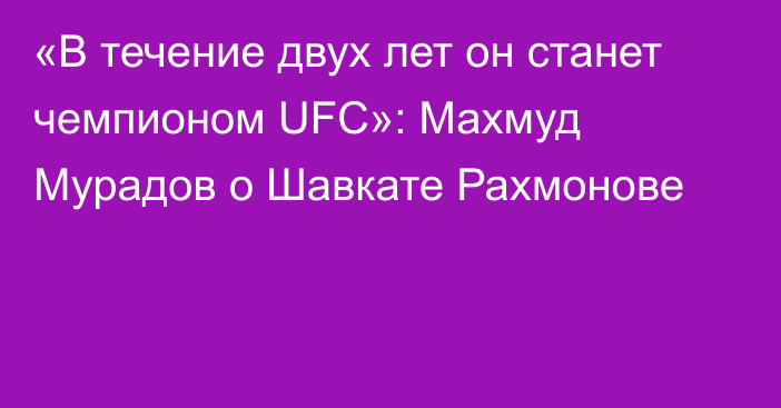 «В течение двух лет он станет чемпионом UFC»: Махмуд Мурадов о Шавкате Рахмонове